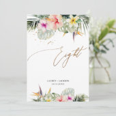 ArtsApp Tropical Paradise Imitate Gold Table Aight Einladung (Stehend Vorderseite)