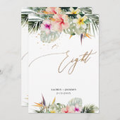ArtsApp Tropical Paradise Imitate Gold Table Aight Einladung (Vorne/Hinten)