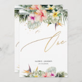ArtsApp Tropical Paradise Imitate Gold Table One Einladung (Vorne/Hinten)