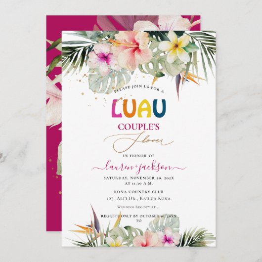 ArtsApp Tropical Paradise Luau Paare Dusche Einladung (Vorne/Hinten)