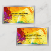 Artsty Painterly Background | Silbergrenze Visitenkarte (Vorne/Hinten)