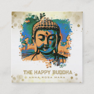 *~* Artsy Buddha QR AP33 QR Logo Pop Art Quadratische Visitenkarte