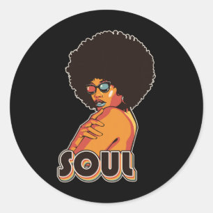 Artsy Damen Funk Vintage 70er Kostüm Afro Soul Mu Runder Aufkleber