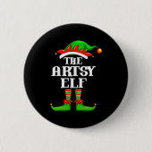 Artsy Elf Matching Family Group Christmas Party Py Button (Vorderseite)