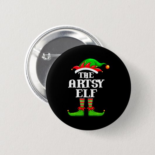 Artsy Elf Matching Family Group Christmas Party Py Button (Vorne & Hinten)