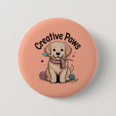 Artsy Golden Retriever Hobbyist Dog Artist Vibes Button (Vorderseite)