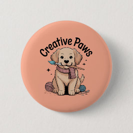 Artsy Golden Retriever Hobbyist Dog Artist Vibes Button