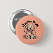 Artsy Golden Retriever Hobbyist Dog Artist Vibes Button (Vorne & Hinten)