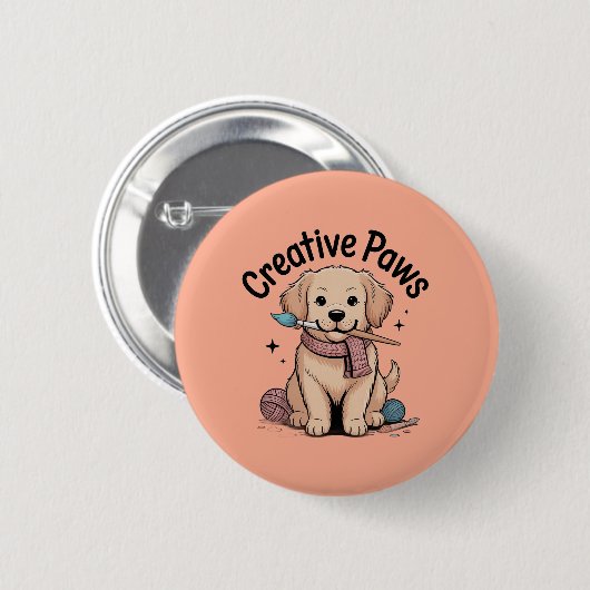 Artsy Golden Retriever Hobbyist Dog Artist Vibes Button (Vorne & Hinten)