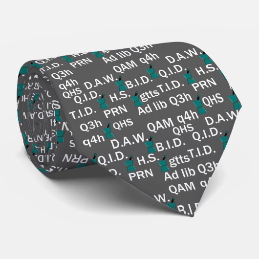 Artsy Pharmacist Abbreviations Tie Grey Krawatte (Gerollt)