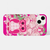 Artsy Pink Owl & Flowers Phone Case iPhone Hülle (Rückseite (Horizontal))