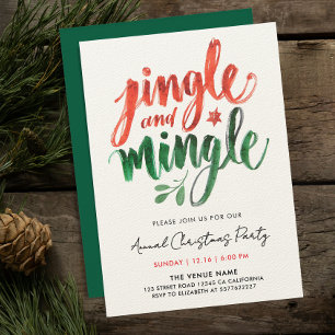 Artsy Rot und Grün Weihnachts-Pinsel-Kalligrafie Einladung