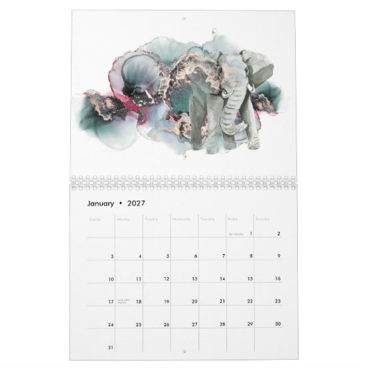 Artsy Watercolor Animals Personalized Kalender (Jan 2027)