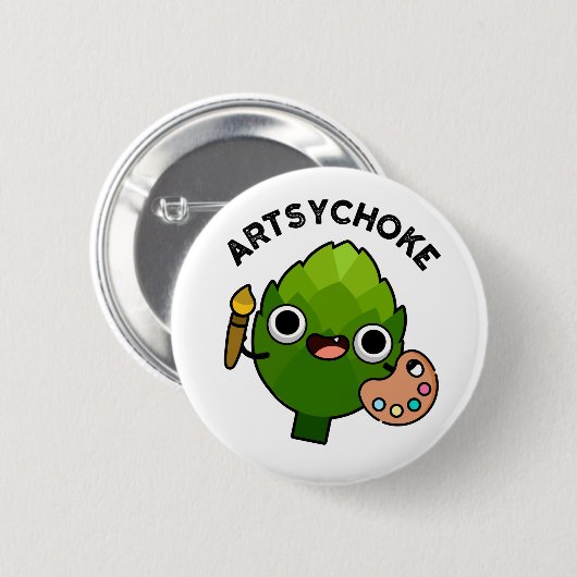 Artsychoke Funny Veggie Artichoke Pun Button (Vorne & Hinten)