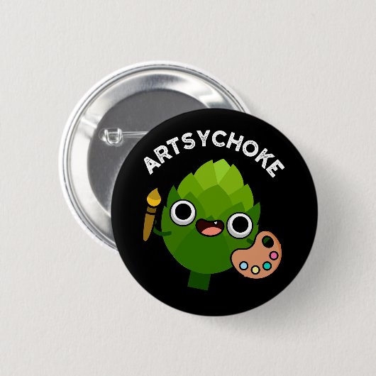 Artsychoke Funny Veggie Artichoke Pun Dark BG Button (Vorne & Hinten)