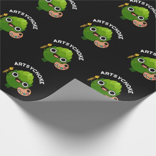 Artsychoke Funny Veggie Artichoke Pun Dark BG Geschenkpapier (Ecke)