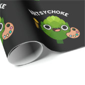 Artsychoke Funny Veggie Artichoke Pun Dark BG Geschenkpapier (Rolleneckpunkt)