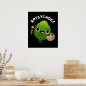Artsychoke Funny Veggie Artichoke Pun Dark BG Poster (Küche)