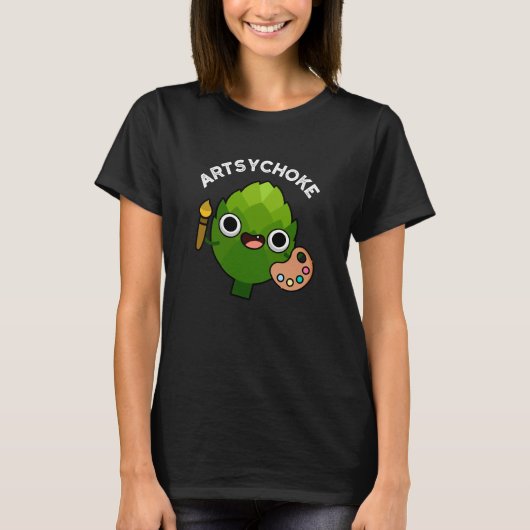 Artsychoke Funny Veggie Artichoke Pun Dark BG T-Shirt (Vorderseite)