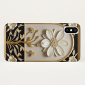 Artwork aus weißer Blume mit Luxus Gold Case-Mate iPhone Hülle (Rückseite (Horizontal))