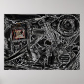 Artwork of Old Harley Motorcycle - Vietnam Memory Poster (Vorne)