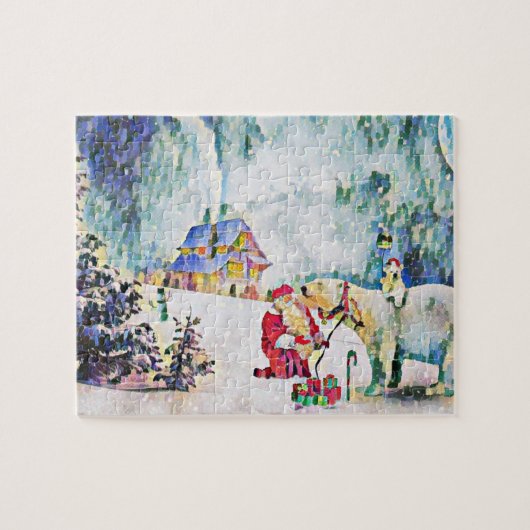 Artwork Santa Claus Polar Bär Puzzle (Horizontal)