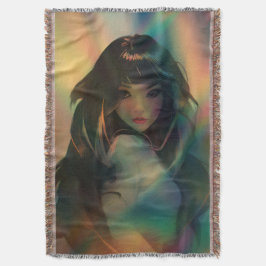 Artwork von Anime Girl umgeben von Rainbow Light Decke