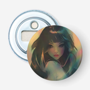 Artwork von Anime Girl umgeben von Rainbow Light Flaschenöffner