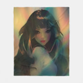 Artwork von Anime Girl umgeben von Rainbow Light Fleecedecke (Vorderseite)
