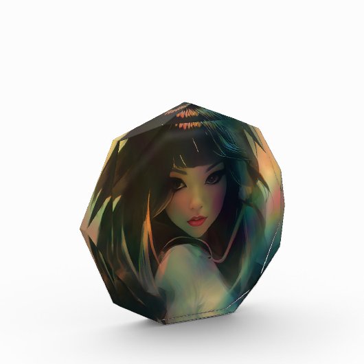 Artwork von Anime Girl umgeben von Rainbow Light Fotoblock (Links)