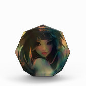 Artwork von Anime Girl umgeben von Rainbow Light Fotoblock (Vorderseite)