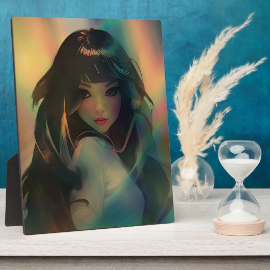 Artwork von Anime Girl umgeben von Rainbow Light Fotoplatte (Seite)