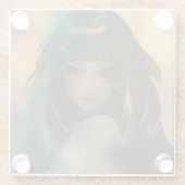 Artwork von Anime Girl umgeben von Rainbow Light Glasuntersetzer (Rückseite)