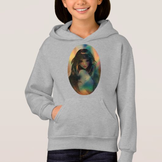 Artwork von Anime Girl umgeben von Rainbow Light Hoodie (Vorderseite)