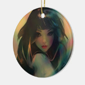 Artwork von Anime Girl umgeben von Rainbow Light Keramik Ornament (Links)