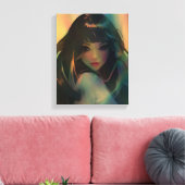 Artwork von Anime Girl umgeben von Rainbow Light Leinwanddruck (Insitu (Wohnzimmer))