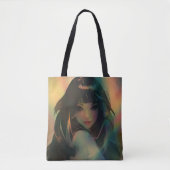 Artwork von Anime Girl umgeben von Rainbow Light Tasche (Vorderseite)