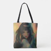 Artwork von Anime Girl umgeben von Rainbow Light Tasche (Rückseite)