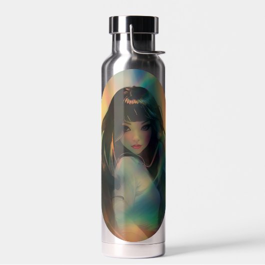 Artwork von Anime Girl umgeben von Rainbow Light Trinkflasche (Links)
