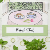 Artwork Whimsical Paris Eiffel Tower French Chef  Geschirrtuch (Gefaltet)