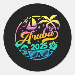 Aruba 2025 Family Vacation Beach Matching Group Runder Aufkleber