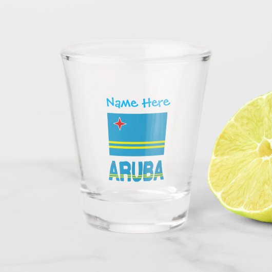 Aruba and Aruban Flag Blue Personalization  Schnapsglas (Vorderseite)