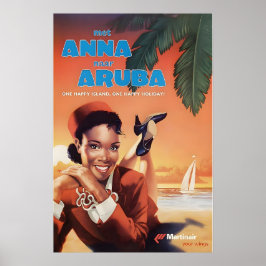 Aruba Art Martinair Travel Poster Caribbean Print