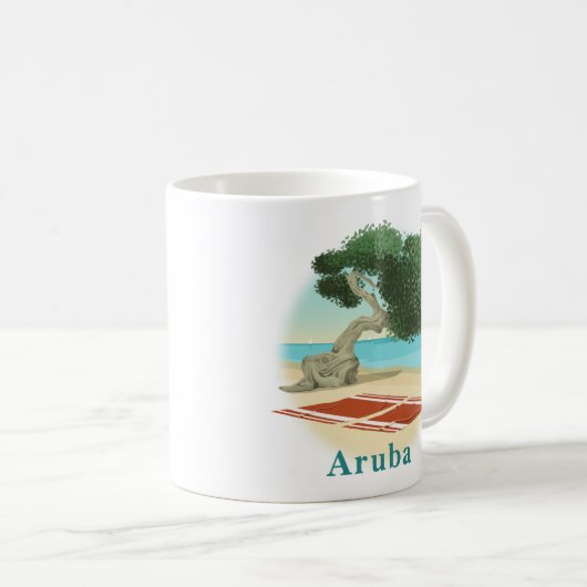 Aruba Beach mit Divi Divi Tree Kaffeetasse (VorderseiteRechts)