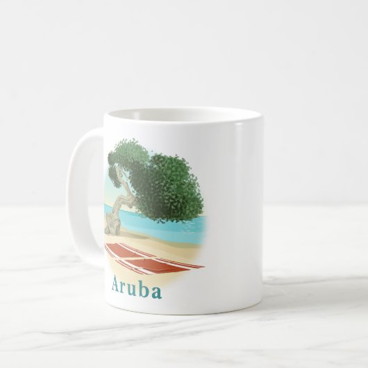 Aruba Beach mit Divi Divi Tree Kaffeetasse (Vorderseite Links)