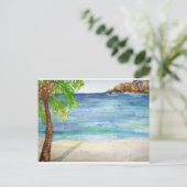 Aruba Beach mit Palm Tree Postkarte (Stehend Vorderseite)