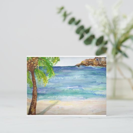 Aruba Beach mit Palm Tree Postkarte (Stehend Vorderseite)