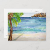 Aruba Beach mit Palm Tree Postkarte (Vorne/Hinten)