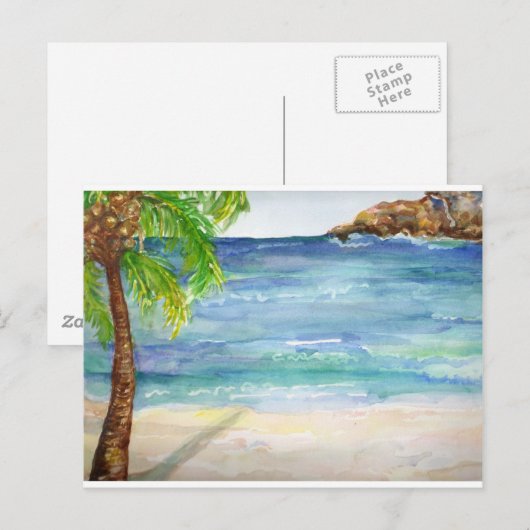 Aruba Beach mit Palm Tree Postkarte (Vorne/Hinten)