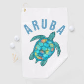Aruba Beach Sea Schildkröte Illustration Golfhandtuch (Insitu)